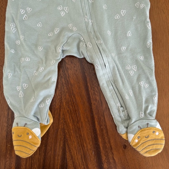Carter's Green Footie One Piece Soft Cotton 2-Way Zipper 6M - Picture 3 of 4